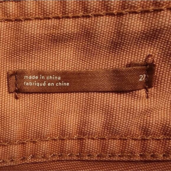 Anthropologie High Waist Pleated Shorts, Orange Rolled Cuff Shorts with Pockets - Picture 8 of 11